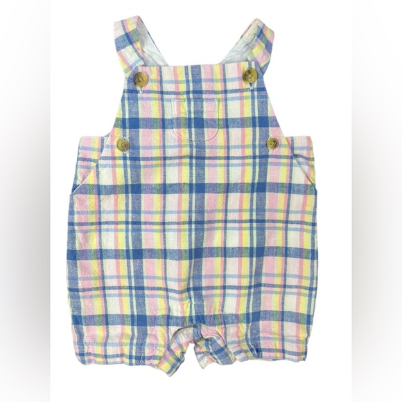 JANIE and JACK Plaid Shortall - 0-3M - Picture 1 of 2